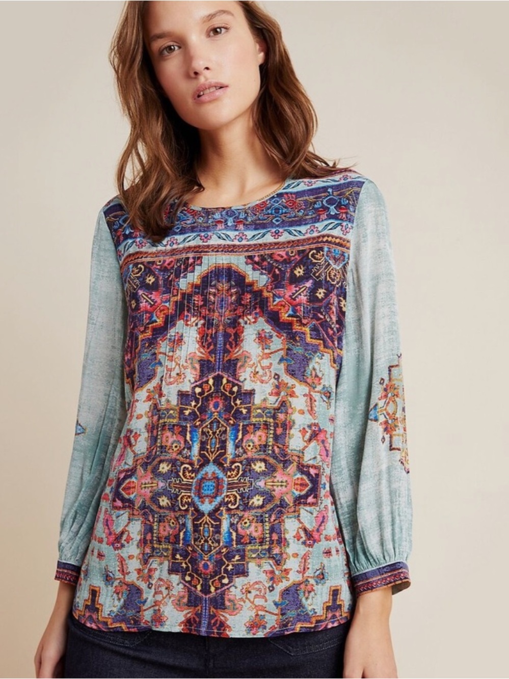 NEW Anthropologie Vineet Bahl Prudence Blouse Top Colorful Boho Pattern Sz S NWT